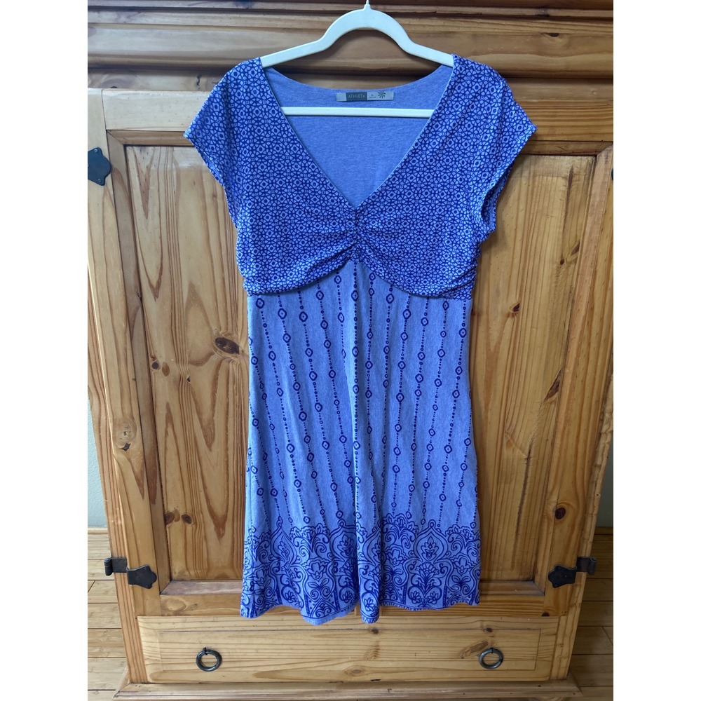 Athleta Women's Purple Boho Empire Waist V-Neck Cap Sleeve Dress XL